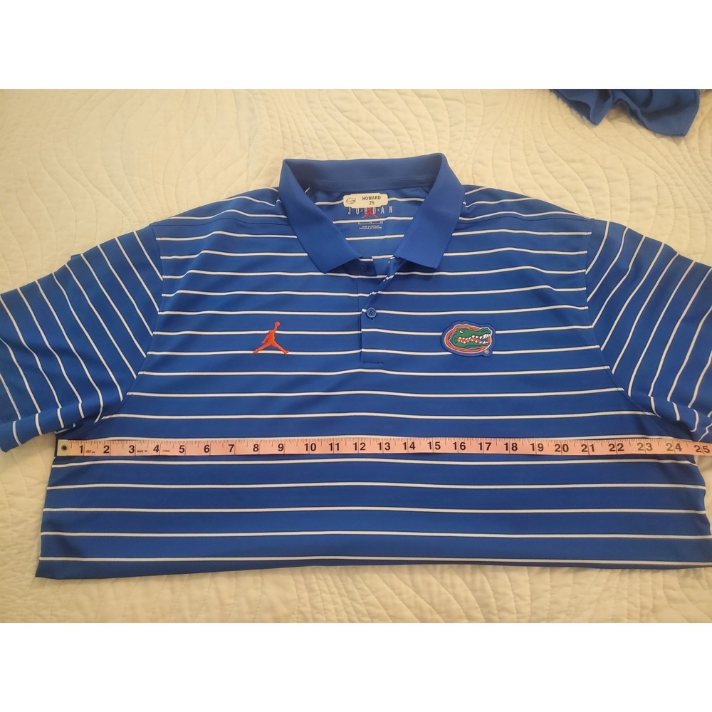 Florida Gators Air Jordan On Field Polo Mens XL Dri Fit Blue Striped Team Issued - Picture 7 of 7
